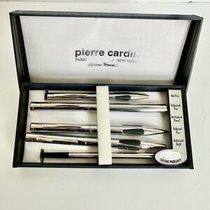 Vintage Pierre Cardin 5 Piece Pen & Pencil Set New Old Stock Silver Gold Tone